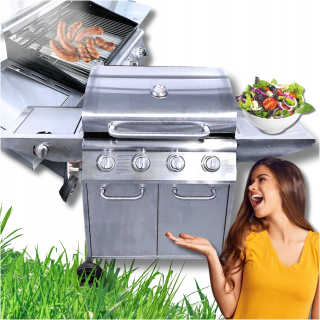 IOWA plynový gril nerezový BBQ 5 horákov 4+1 na kolieskach 14,5kW