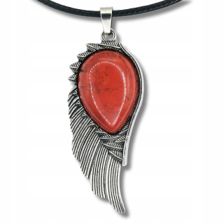 ČERVENÝ JASPIS, prívesok, prírodný kameň, anjelské krídlo, amulet