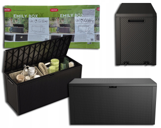 Záhradný úložný box - Plastový záhradný box, 280 l, sivý