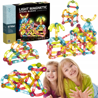 Magnetická stavebnica - Štrukturálne magnetické bloky žiariace 128 EL.
