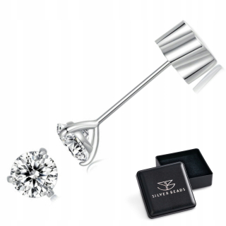 KM84 Strieborné napichovacie náušnice s moissanitmi 3,0 x 3,0 mm 0,1 karátové striebro 925