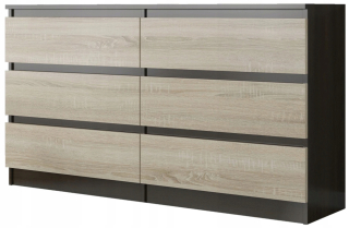 Komoda do detskej izby - Zásuvky 120 cm skrinka 6 zásuviek wenge mix Sonoma Pl
