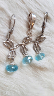 SET S NAT. TOPAZAMI SKY BLUE - STRIEBORNÁ0-925