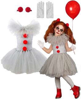 Dievčenský kostým - HARLEQUIN KLAUN KOSTÝM TUTU ŠATY HALLOWEENSKÝ KOSTÝM 122/134