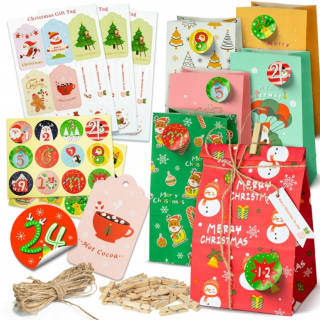 KREATÍVNY ADVENTNÝ KALENDÁR UROBIŤ SAMI Urob si sám DARČEKOVÉ TAŠKY XL SET