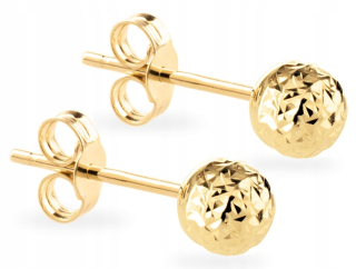 NÁDHERNÉ ZLATÉ GULIČKOVÉ NÁUŠNICE DIAMANTOVÉ GULIČKY 14KT 585 4 mm