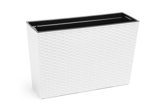 Lamelový kvetináč 56 cm x 19 x 36,5 cm, biely plast