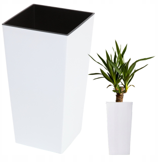 Kvetináč Grando 18 cm x 18 x 35 cm, priemer 18 cm, biely plast