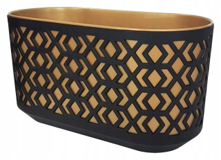 Lamelový kvetináč 39,5 cm x 19 x 20,5 cm plastový čierny, odtiene žltej a zlatej