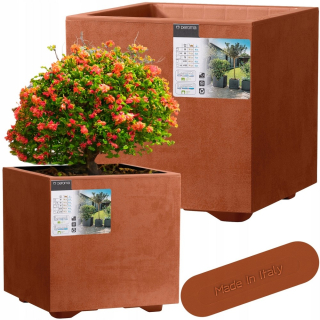 Deroma kvetináč 39 cm x 39 x 39 cm plastová meď, mosadz, odtiene oranžovej