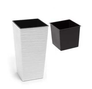 Lamelový kvetináč 19 cm x 19 x 36 cm priemer 19 cm plastový biely