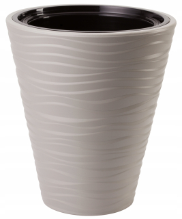Form-Plastový kvetináč 30 cm x 30 x 33,5 cm priemer 30 cm plast odtiene sivej a striebornej