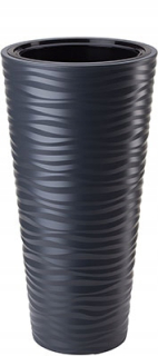 Form-Plastový kvetináč 29,5 cm x 30 x 56,5 cm priemer 29,5 cm plast odtiene sivej a striebornej