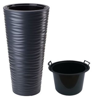 Form-Plastový kvetináč 35 cm x 35 x 68,5 cm priemer 34,5 cm plast čierny