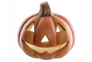 Tekvicový lampáš keramika Keramický tekvicový lampáš Halloween Projektdecor 15 cm