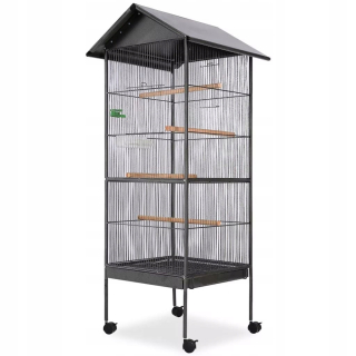 Klietka, voliéra pre papagáje - Vidaxl Cage 66 x 66 x 155 cm čierna
