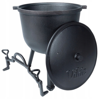 LIATINOVÝ kotlík, maďarský poľovnícky kotlík, pečené pečienky, ohník, 10L