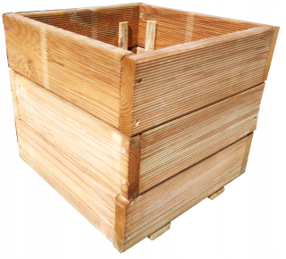 Kvetináč 30 cm x 30 x 29 cm, drevo, odtiene hnedej a béžovej
