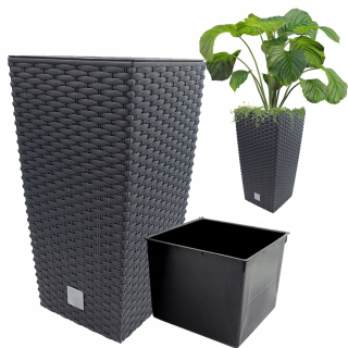 Kvetináč Prosperplast 20 cm x 20 x 37,6 cm priemer 20 cm plast odtiene sivej a striebornej