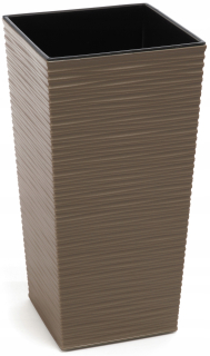 Lamelový kvetináč 19 cm x 19 x 36 cm priemer 19 cm plastový odtieň hnedej a béžovej