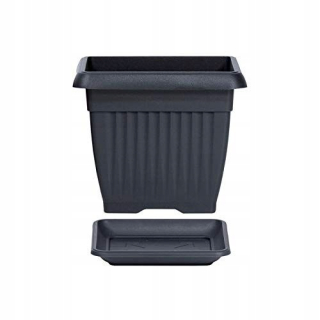 Kvetináč Prosperplast 30 cm x 30 x 25 cm plastový odtieň sivá a strieborná