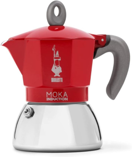 Bialetti Moka Induction Red na 4 šálky - Kávovar pre indukčné dosky