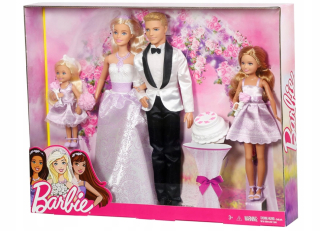 Barbie bábika - Doll Barbie svadobná svadba mladý pár set 4 bábiky