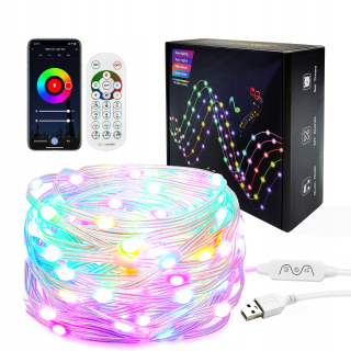 Vianočné osvetlenie - 100 LED vianočné stromčeky iba/Inter RGBIC USB 10M