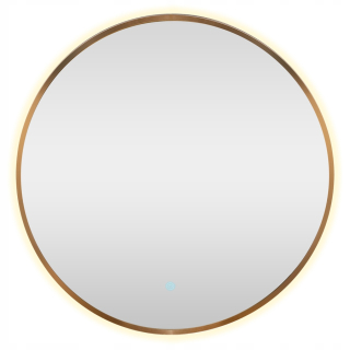 Okrúhle LED zrkadlo v zlatom ráme, priemer 60 cm, s dotykovým vypínačom