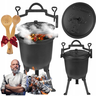 LIATINOVÝ HRNIEC LOVNÍCKY / MAĎARSKÝ HRNEC NA CAMPFIRE GRIL ROASTENKY 8L