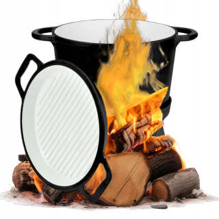 SMALTOVANÝ LIATINOVÝ HRNEC S PANvicou Maďarský hrniec 8L CAMPFIRE GRILL