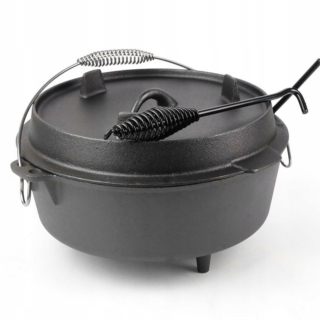LIATINOVÝ HRNEC ZÁSADNÝ 8L MAĎARSKÝ POĽOVNÍCKY HRNEC CAMPFIRE GRIL NOHY
