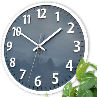 Nástenné hodiny ModernClock, biele, odtiene sivej, 30 cm