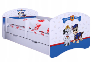 Jednolôžková posteľ pre deti - 160/80 posteľ s zásuvkou -Psi Dogs+matrac