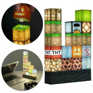 Detské nočná lampa - Minecraft Build Block Desk Desk Lamp DIY Light