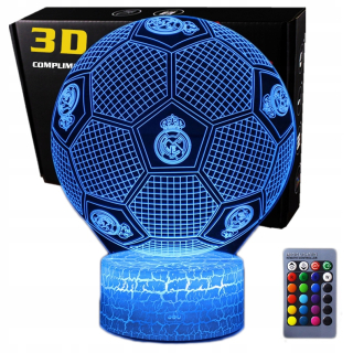 Gadget pre fanúšika - 3D LED USB nočná lampa FC Real Madrid Football