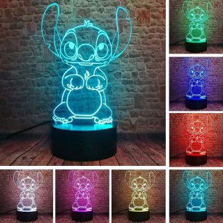 Detské nočná lampa - Nočná lampa s 3D LED tlače Stich meno darček