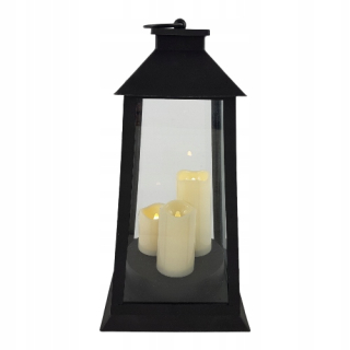 LED lampáš s tromi sviečkami 38 cm
