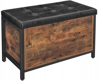 Botník Vasagle so sedadlom 80 x 50 x 40 cm hnedé odtiene