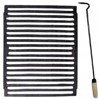 Liatinový rošt do krbu, pece, grilu, 41,5x33,5 PL poker