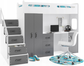 Detská poschodová posteľ - Bunk Bed +šatník max 4 200x80 s stolom
