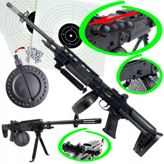 Guľomet AK-12 so 6 mm vzduchovými mäkkými guľami + POHĽAD + 2 štíty