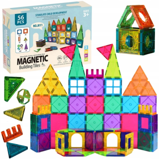 MAGNETICKÉ STAVEBNÉ VZDELÁVACIE BLOKY VEĽKÉ PANELY 3D PUZZLE 56 EL