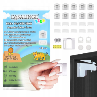 Magnetická ochrana skriniek a zásuviek Casalinge biela, 10 kusov