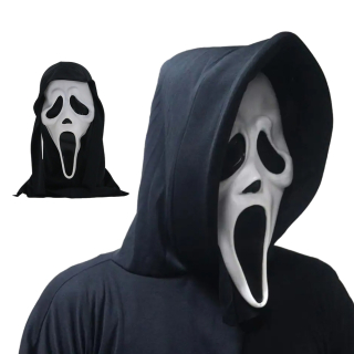 Maska Halloween - Maska výkrik s kapucňou krik s výkrikom sériová luxusná maska vrah novej masky