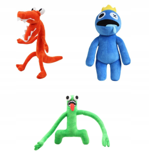 Rozprávkový plyšák - SET RAINBOW FRIENDS MASKOT MODRÁ ORANŽOVÁ ZELENÁ