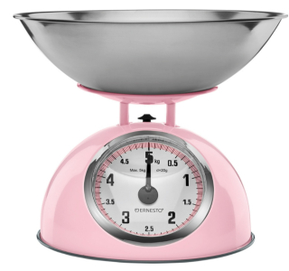 Kuchynská váha - Mechanická kuchynská stupnica retro vintage 5 kg ružová