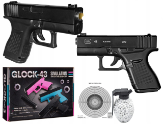 Detská pištoľ - Glock 43 Kovová pištoľ + bezplatné námornícke modré gule 500 kusov