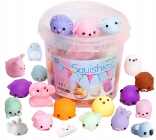Mäkké stláčacie figúrky Mochi Squishy, 24 kusov