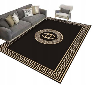 Elegantný koberiec s nordickým vzorom, zlatá reťaz, 160x230 cm